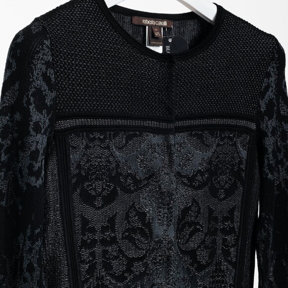 Roberto Cavalli Black Metallic Knit Cardigan - Picture 3 of 12